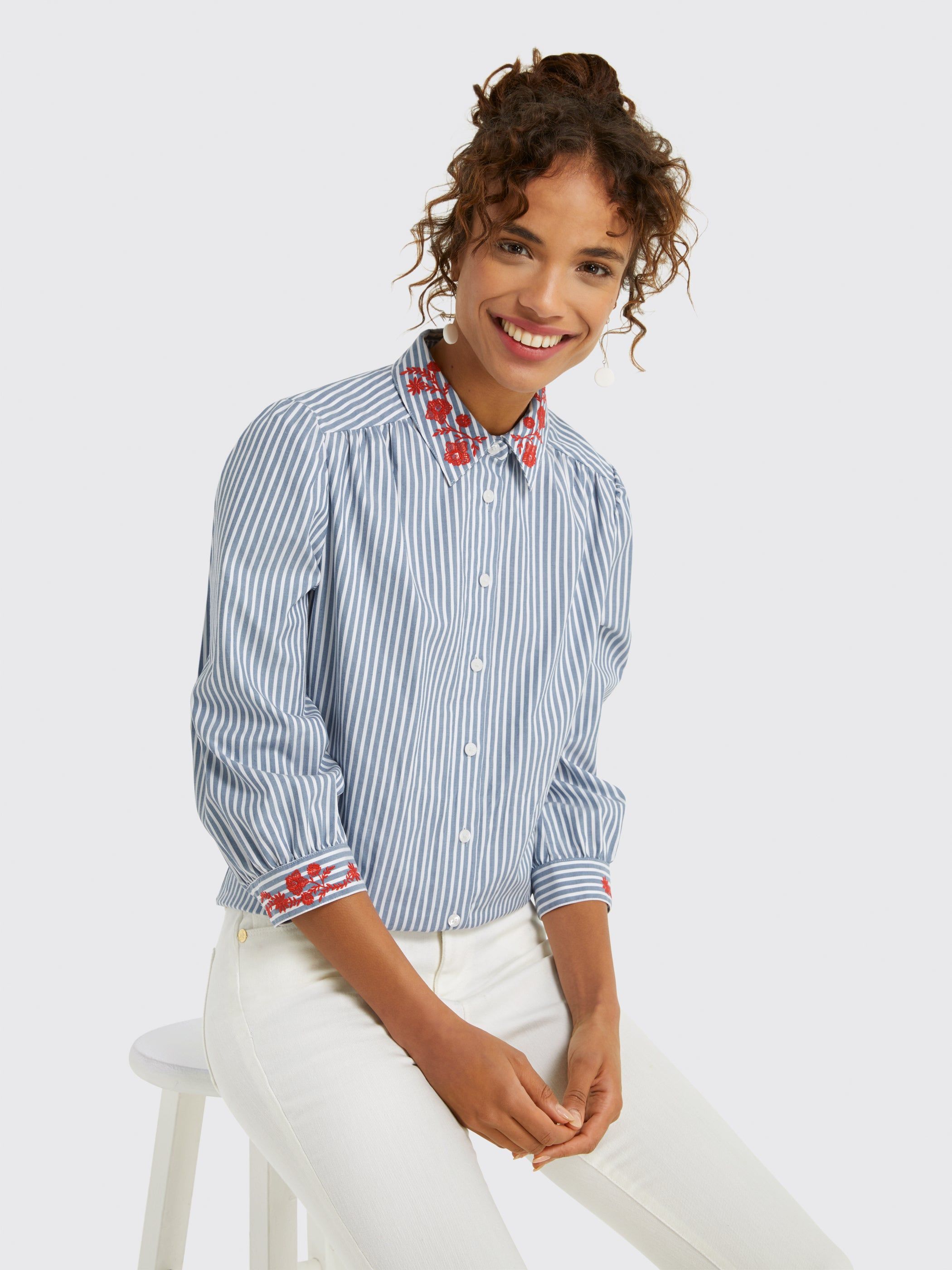 Embroidered Button Down Top sold by Draper James