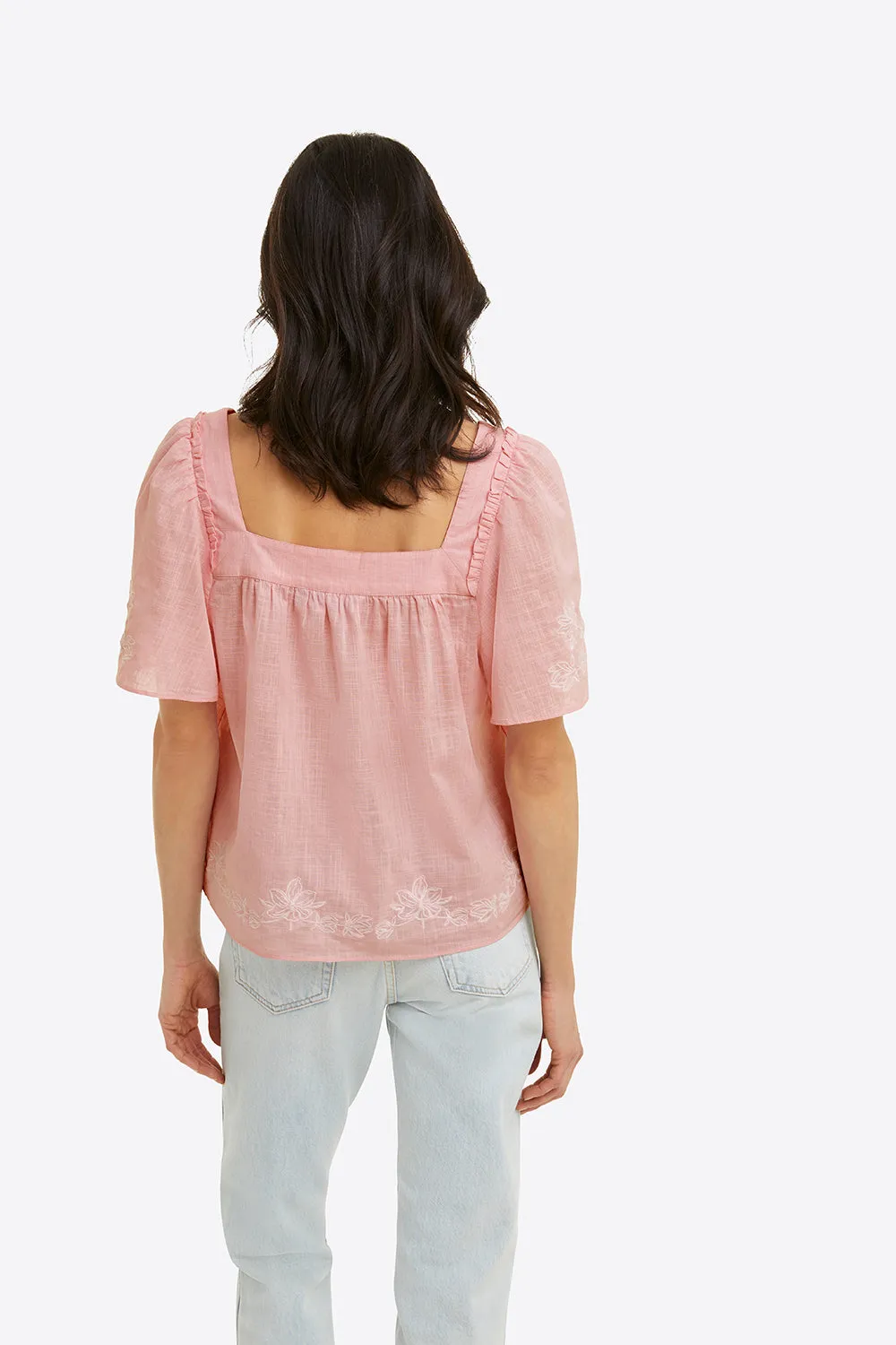 Maren Top in Pink Embroidered Floral sold by Draper James product image thumbnail 3