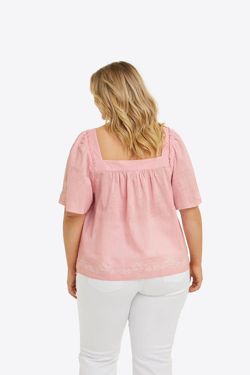 Maren Top in Pink Embroidered Floral sold by Draper James product image thumbnail 5