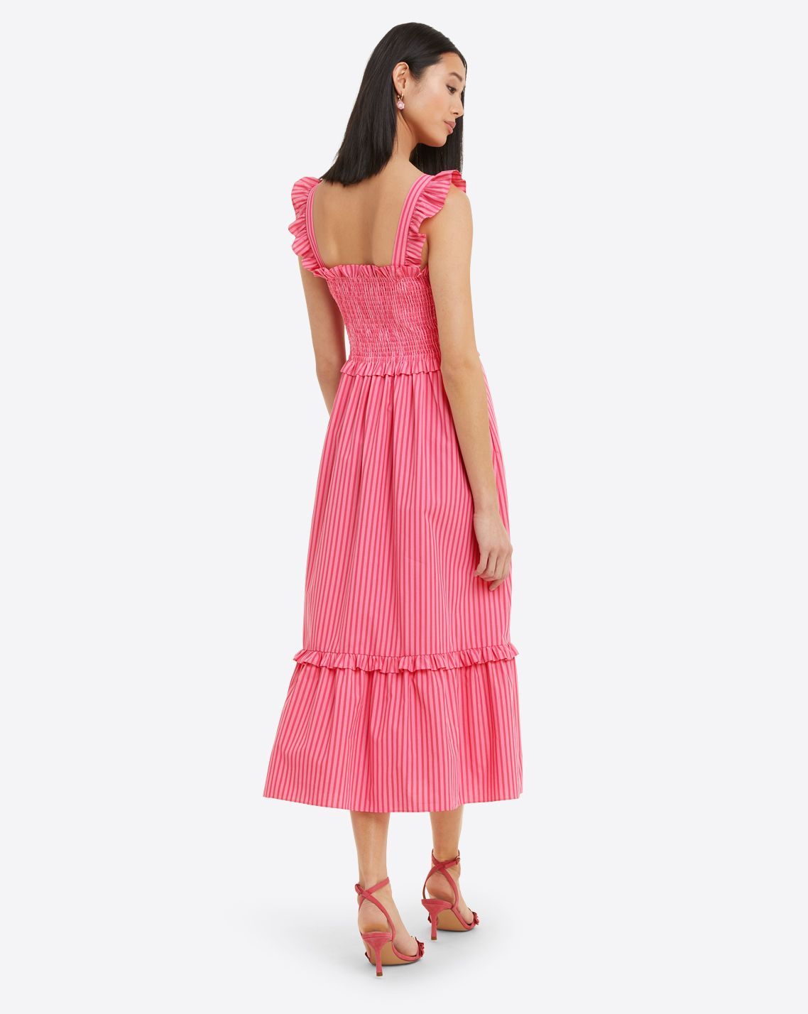 Kimberly Smocked Midi Dress in Pink Stripe sold by Draper James product image thumbnail 3