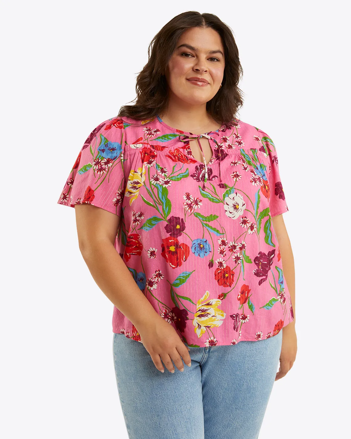 Mary Flutter Sleeve Top in Lurex Stripe sold by Draper James product image thumbnail 3