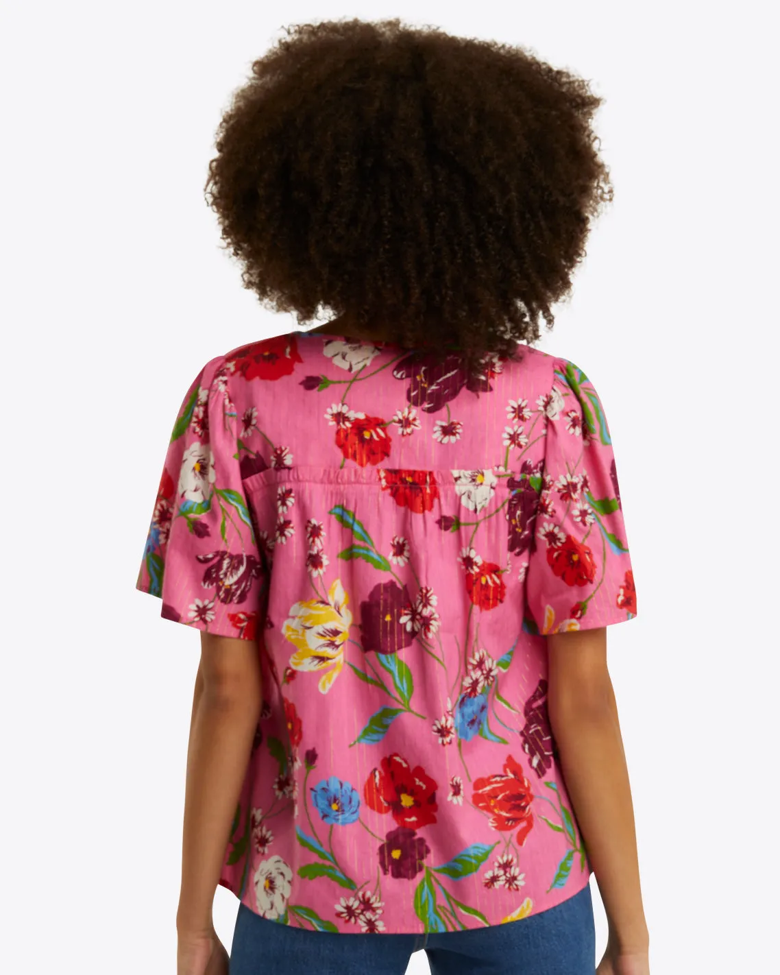 Mary Flutter Sleeve Top in Lurex Stripe sold by Draper James product image thumbnail 2