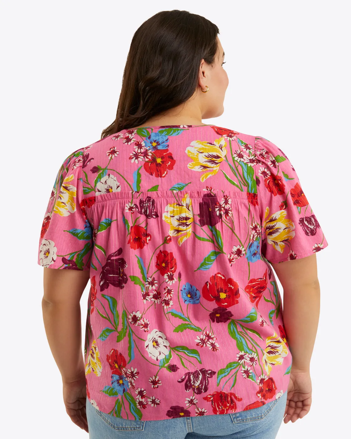 Mary Flutter Sleeve Top in Lurex Stripe sold by Draper James product image thumbnail 4