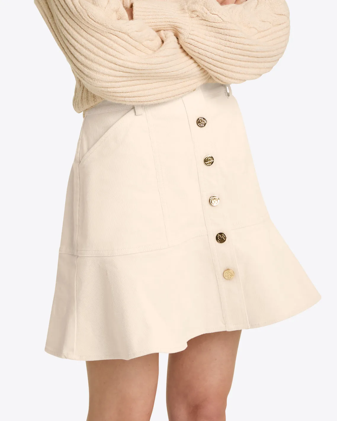 Peplum Mini Skirt in Stretch Corduroy sold by Draper James