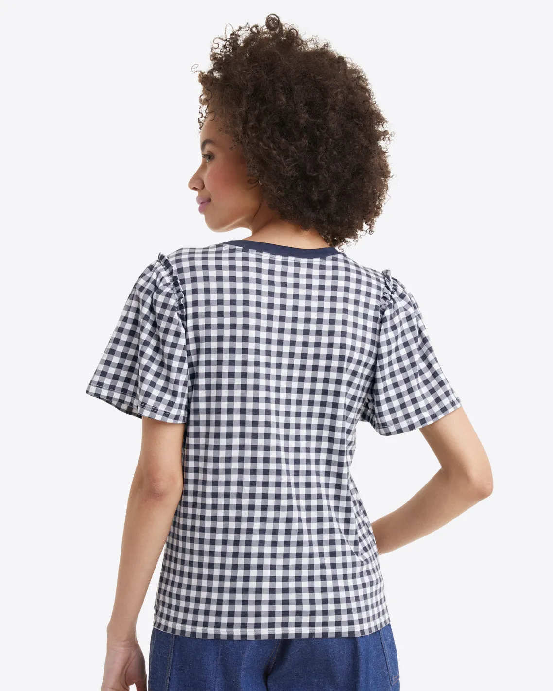 Short Sleeve Easy Knit Top in Gingham sold by Draper James product image thumbnail 3