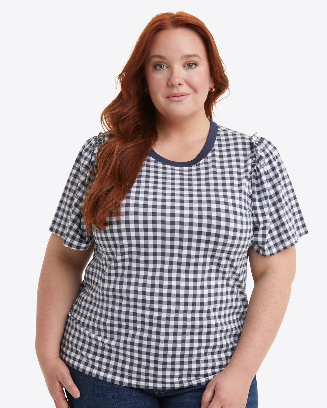 Short Sleeve Easy Knit Top in Gingham sold by Draper James product image thumbnail 5
