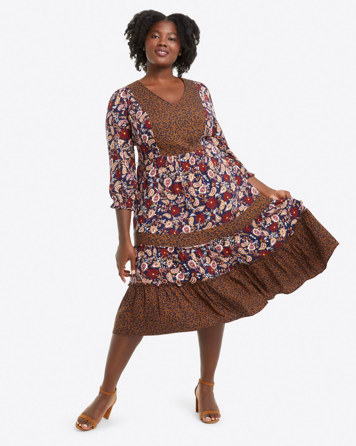 Fit & Flare Midi Dress in Fall Paisley sold by Draper James