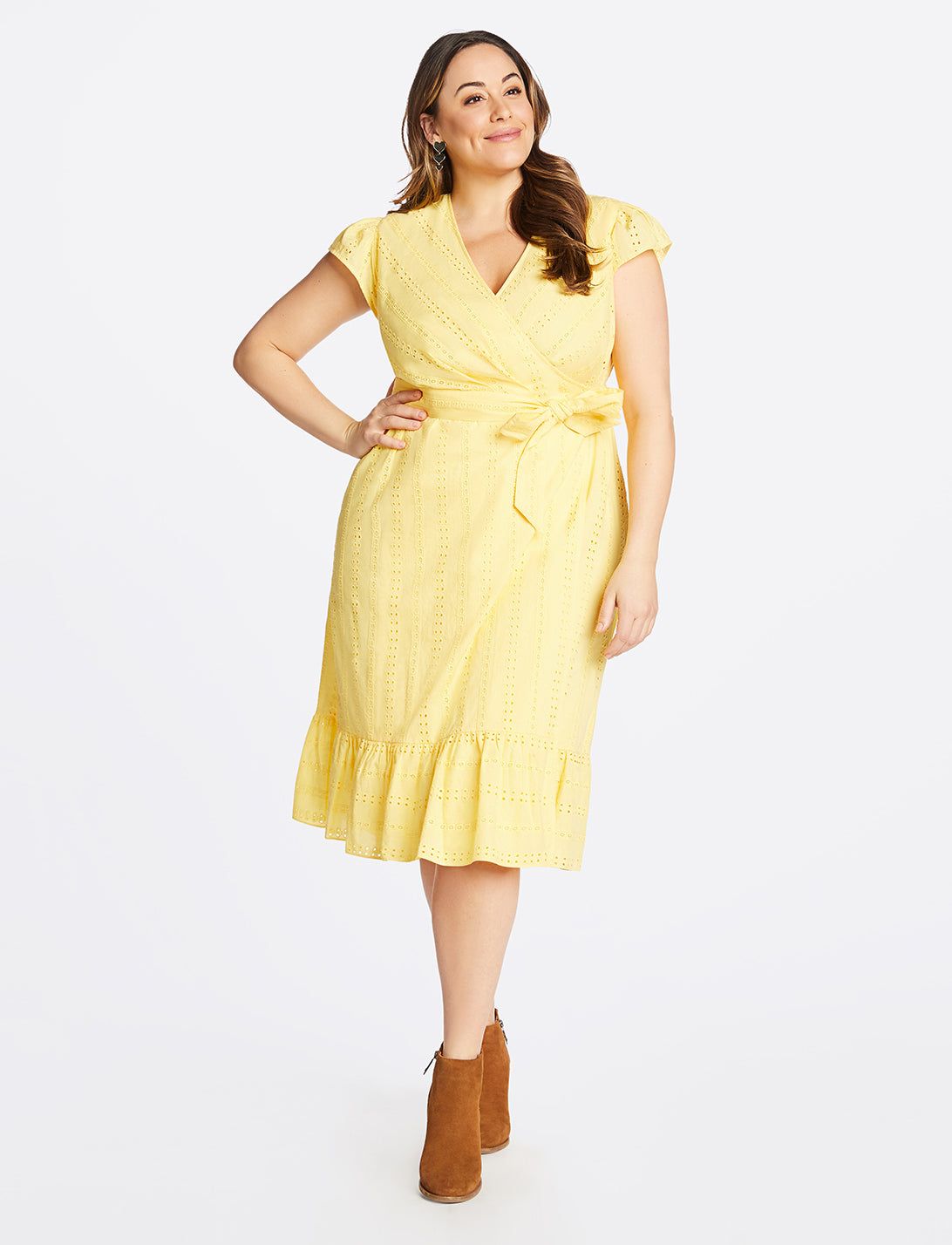 Striped Eyelet Flutter Sleeve Wrap Dress sold by Draper James product image thumbnail 5