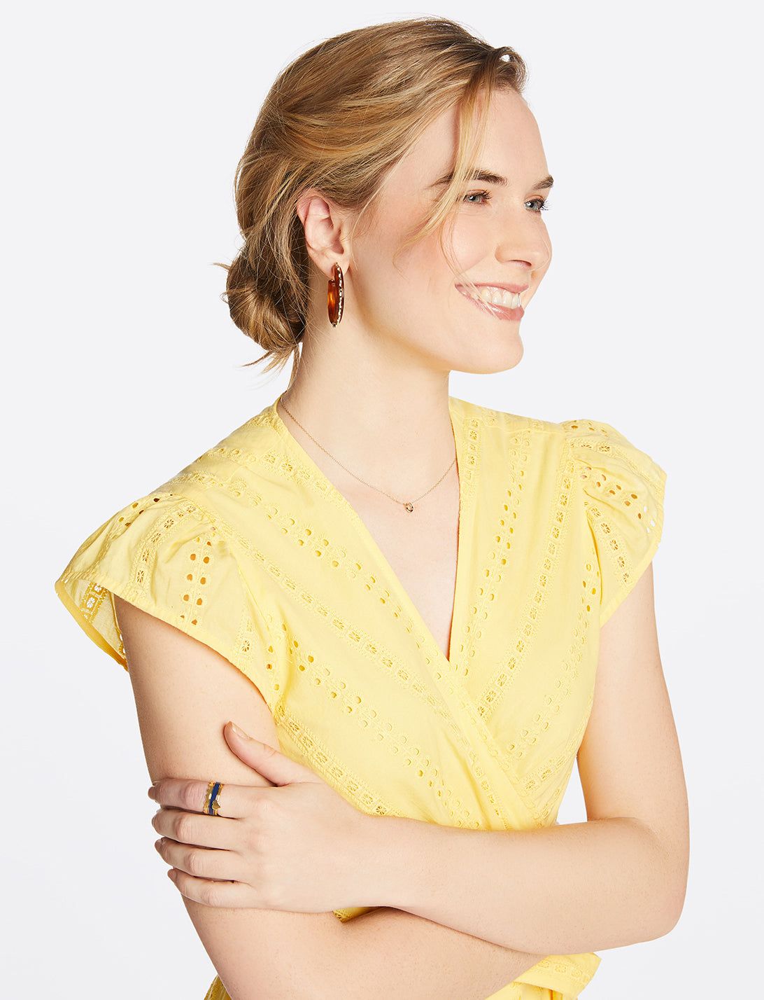 Striped Eyelet Flutter Sleeve Wrap Dress sold by Draper James product image thumbnail 4