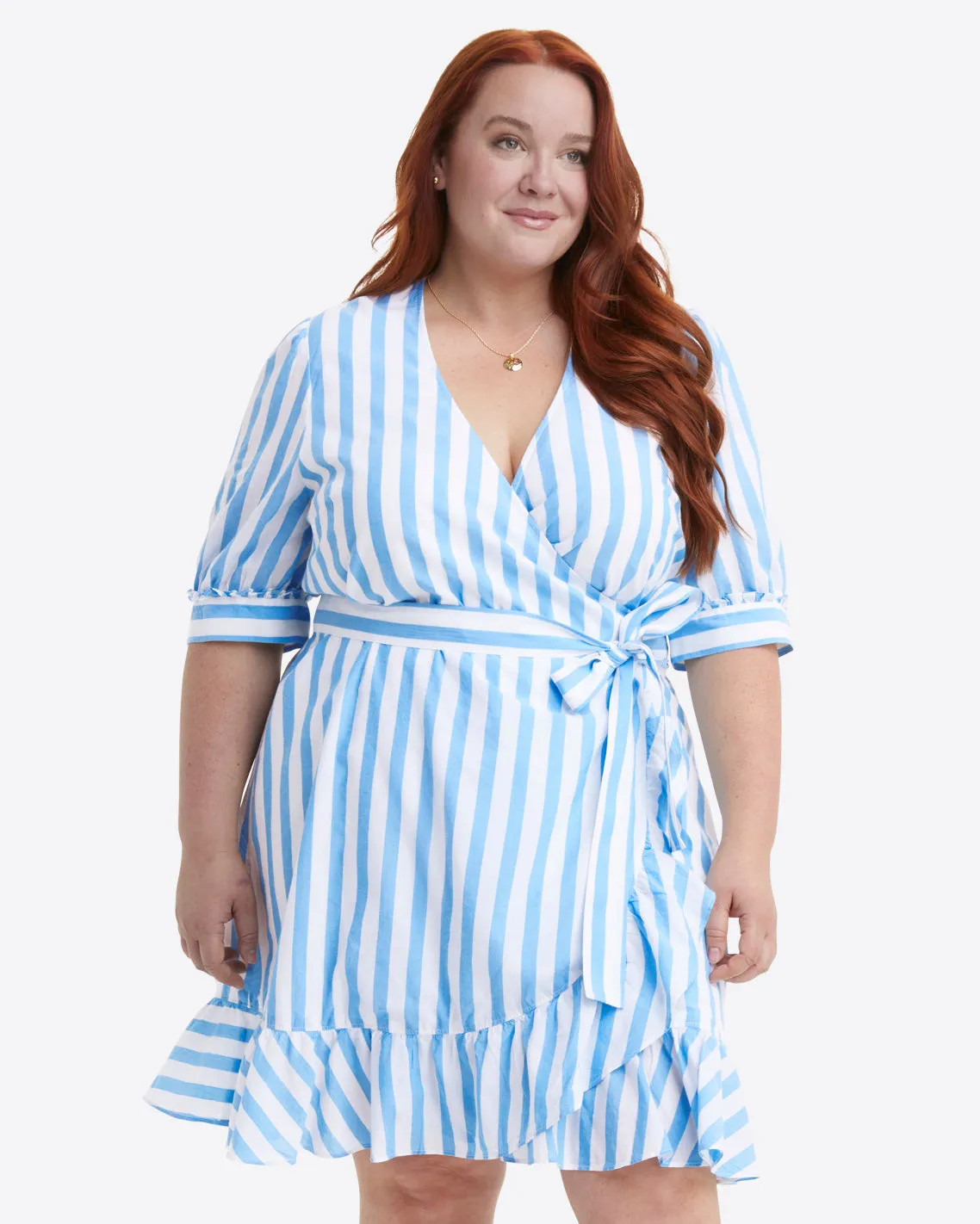 Reba Wrap Dress in Awning Stripe sold by Draper James product image thumbnail 5