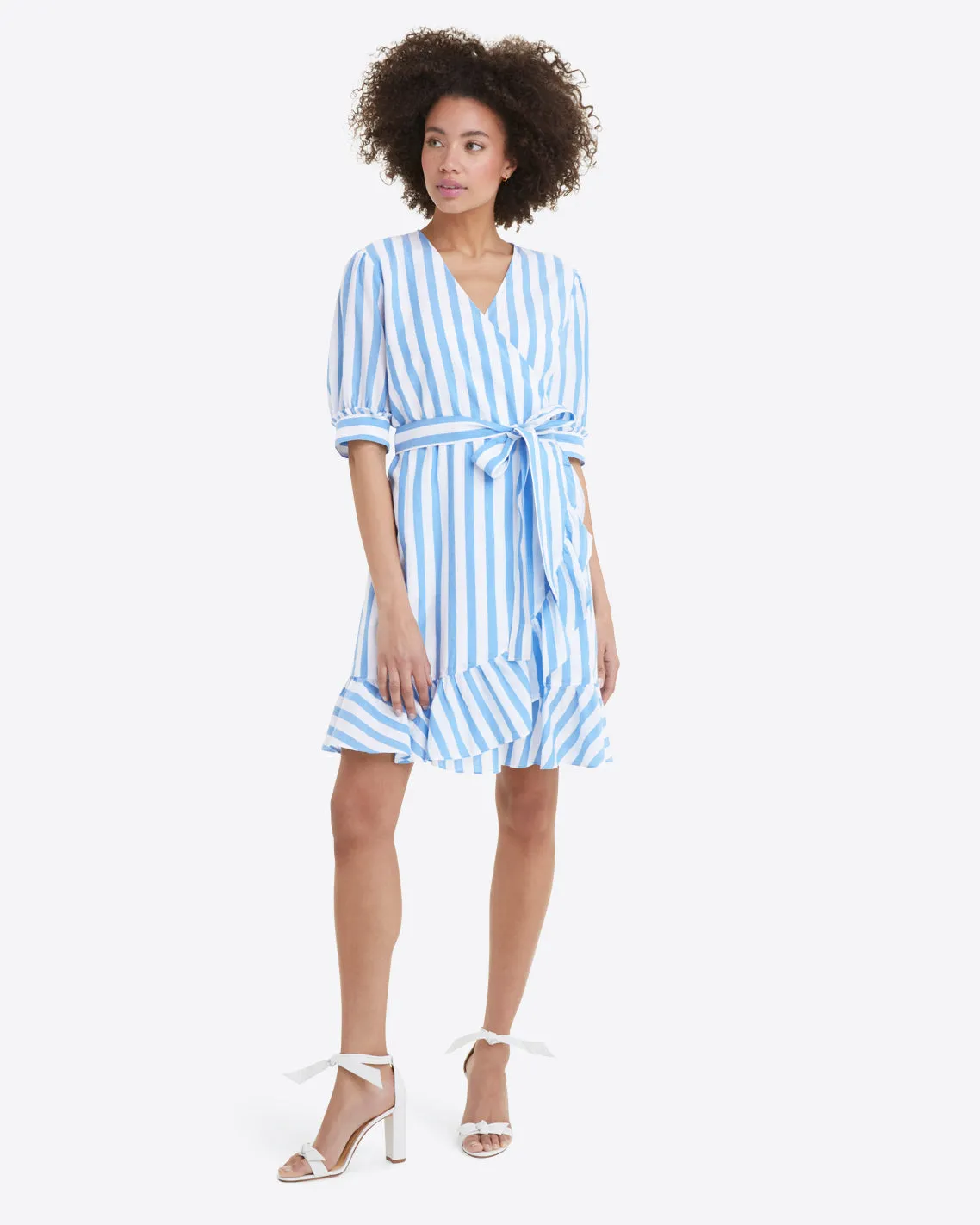 Reba Wrap Dress in Awning Stripe sold by Draper James product image thumbnail 4