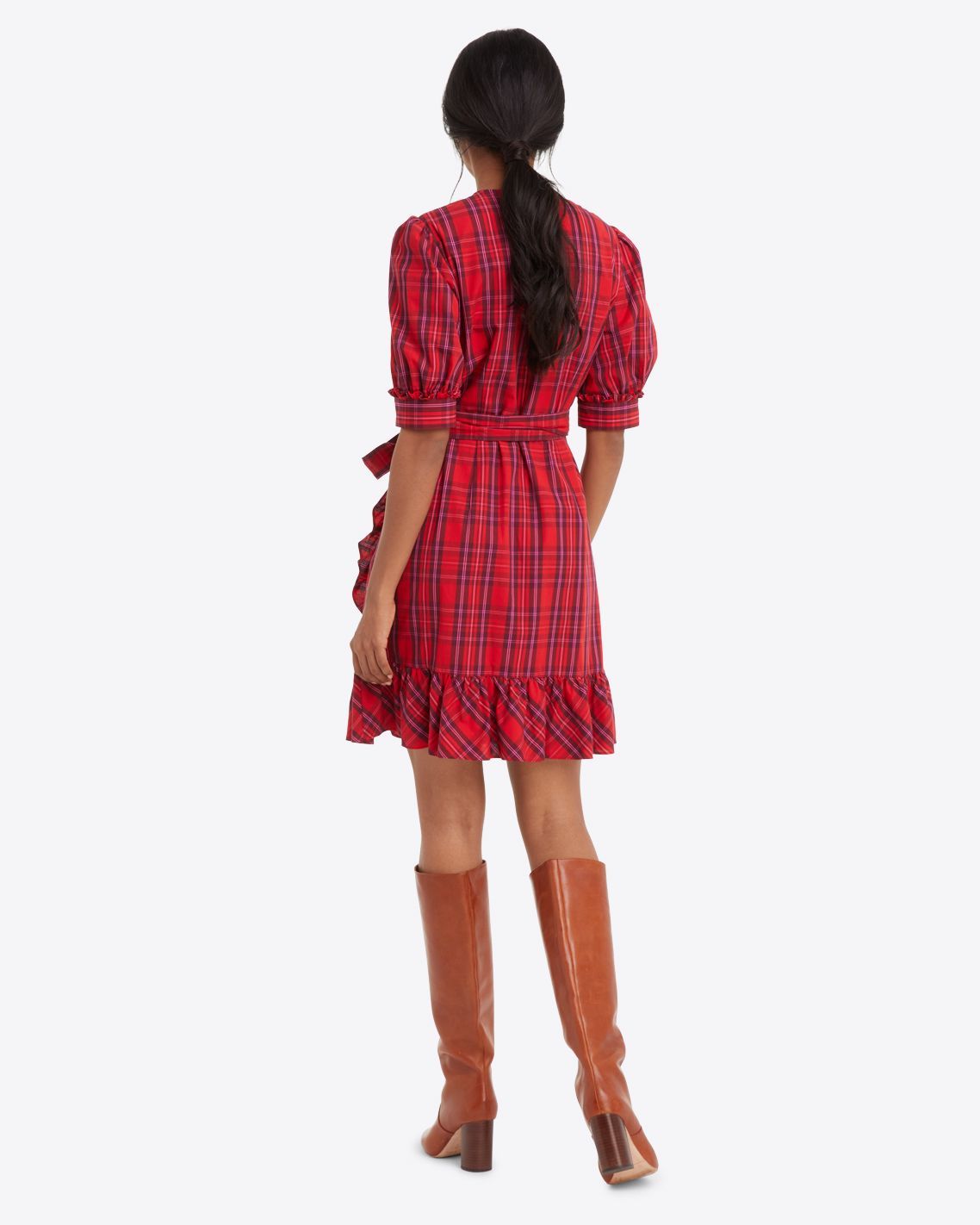 Reba Wrap Dress in Elle Plaid sold by Draper James product image thumbnail 3