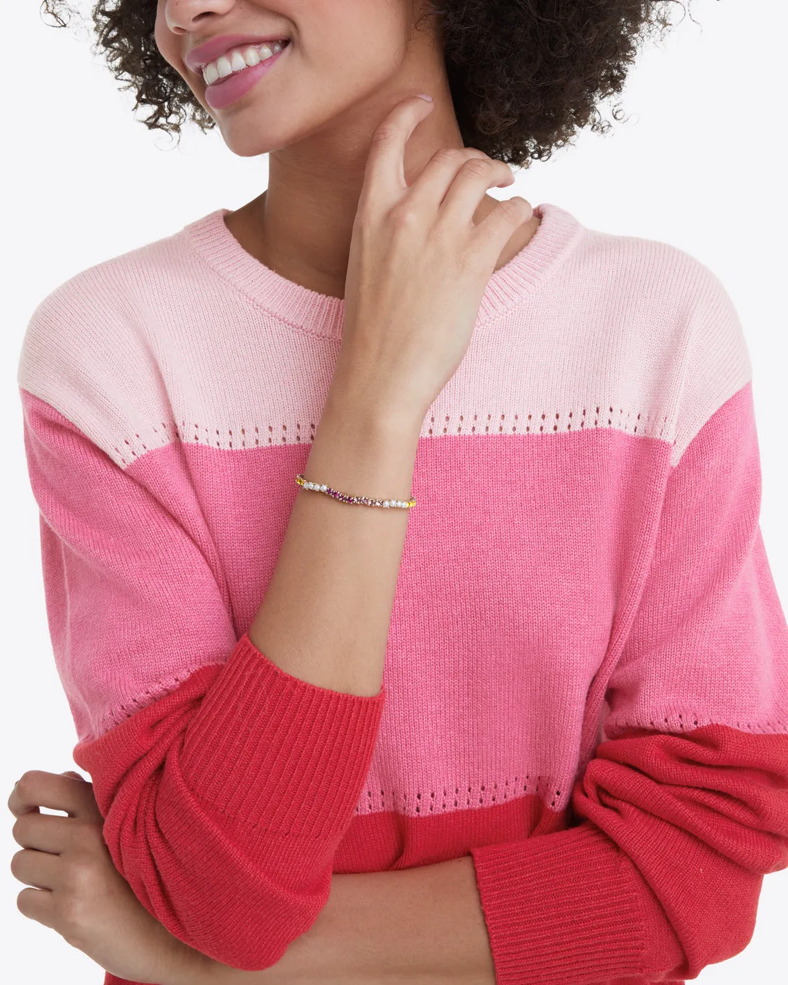Crewneck Sweater in Pink Colorblock sold by Draper James product image thumbnail 5