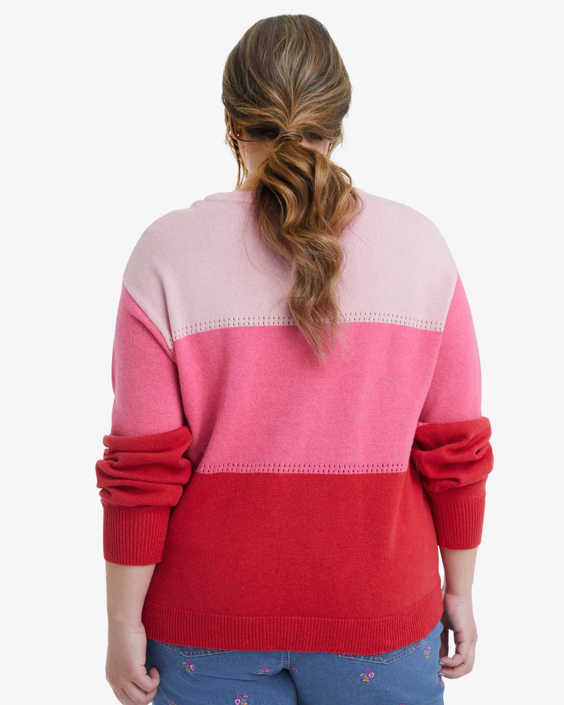 Crewneck Sweater in Pink Colorblock sold by Draper James product image thumbnail 3