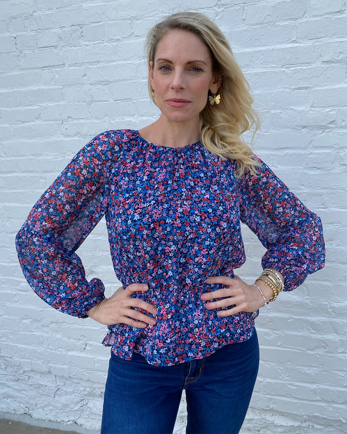 Smocked Waist Top in Spring Ditsy Floral sold by Draper James