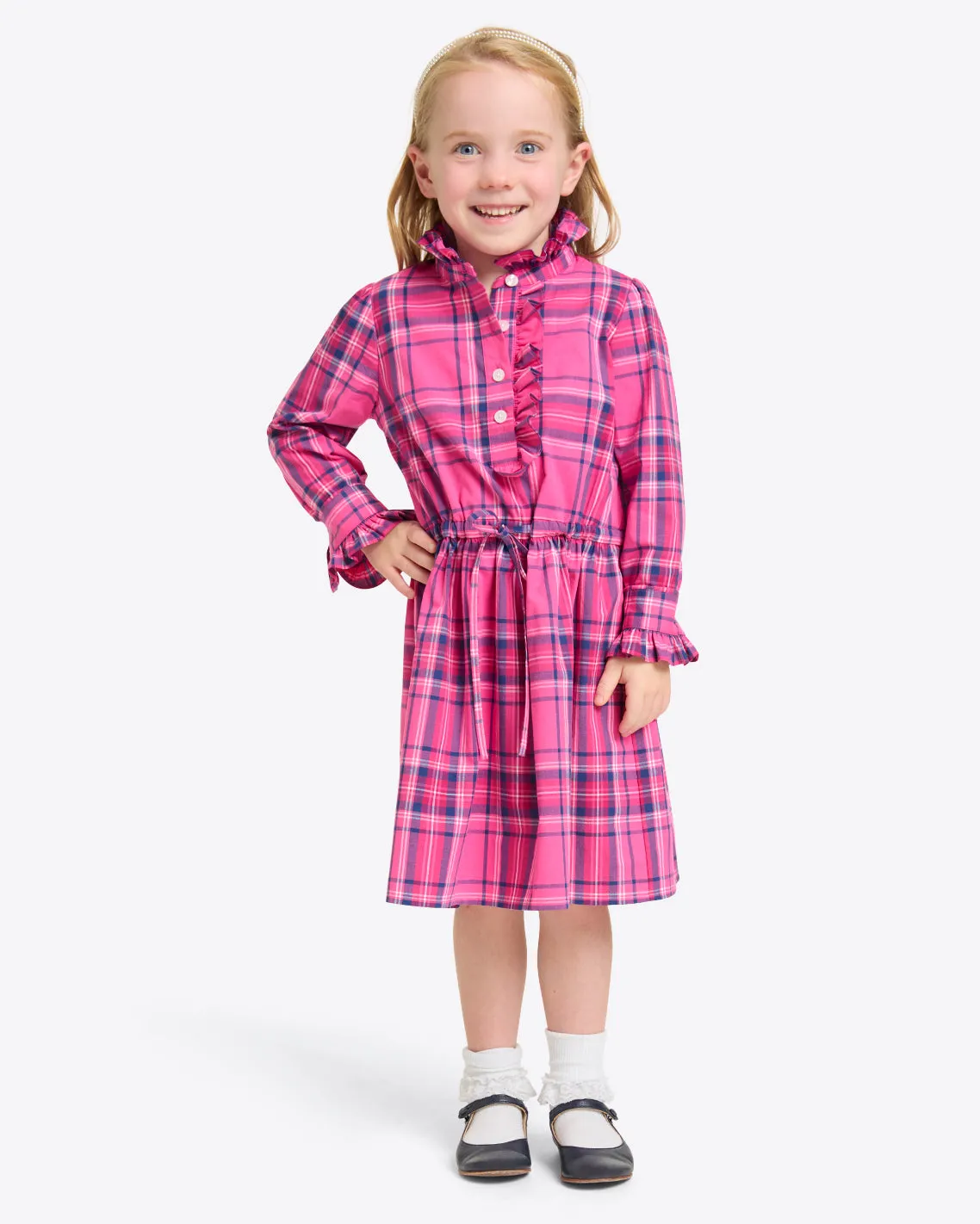 Girls Shirt Dress in Pink Angie Plaid sold by Draper James product image thumbnail 4
