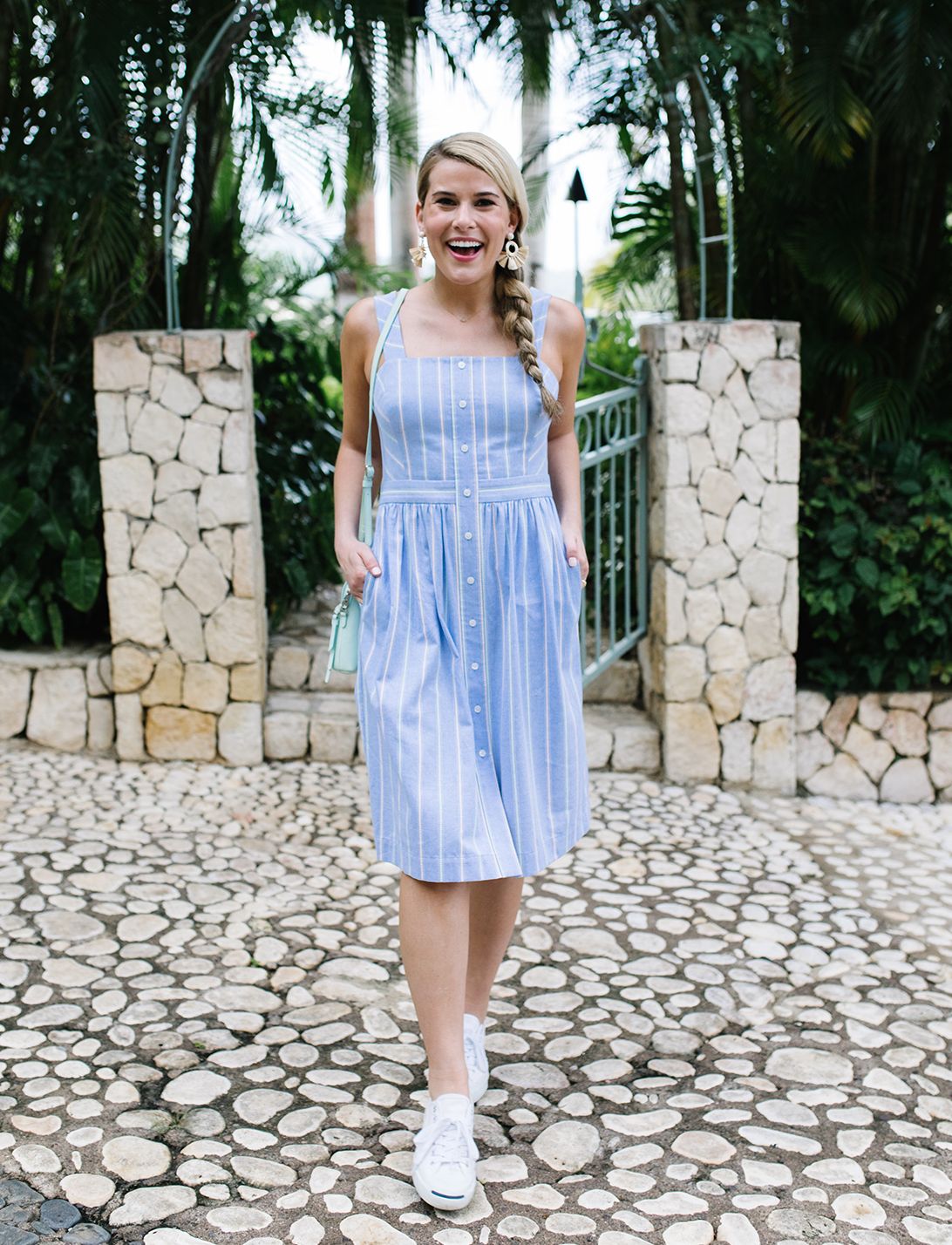 Stripe Button Front Dress sold by Draper James product image thumbnail 2