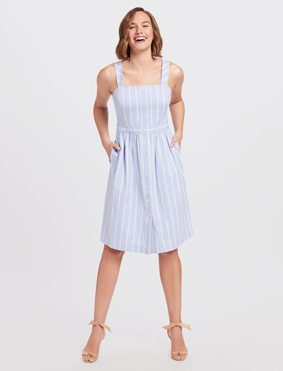 Stripe Button Front Dress sold by Draper James