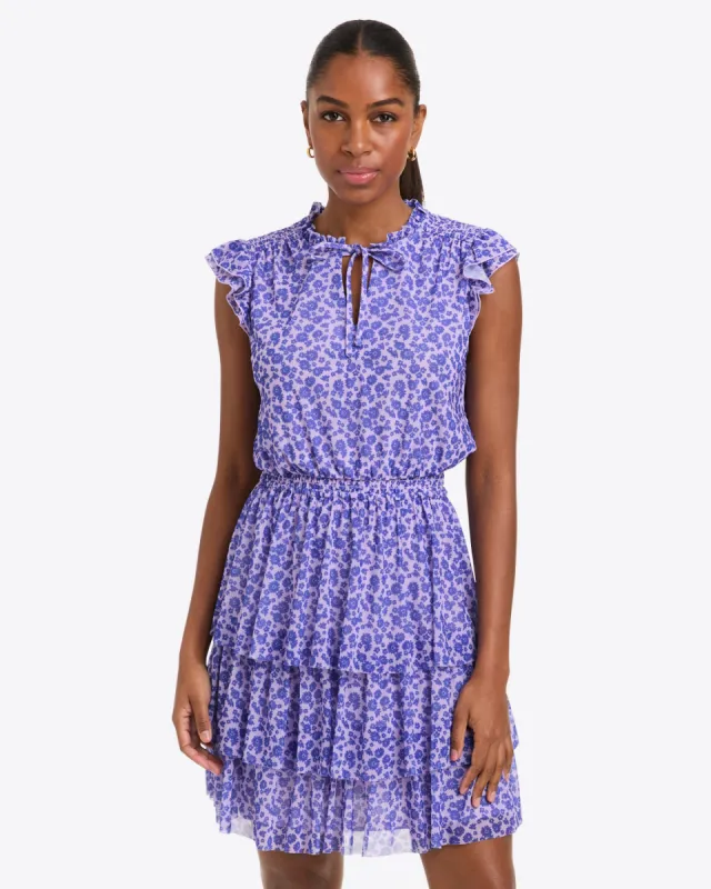 Alana Tiered Mini Dress in Stretch Mesh sold by Draper James