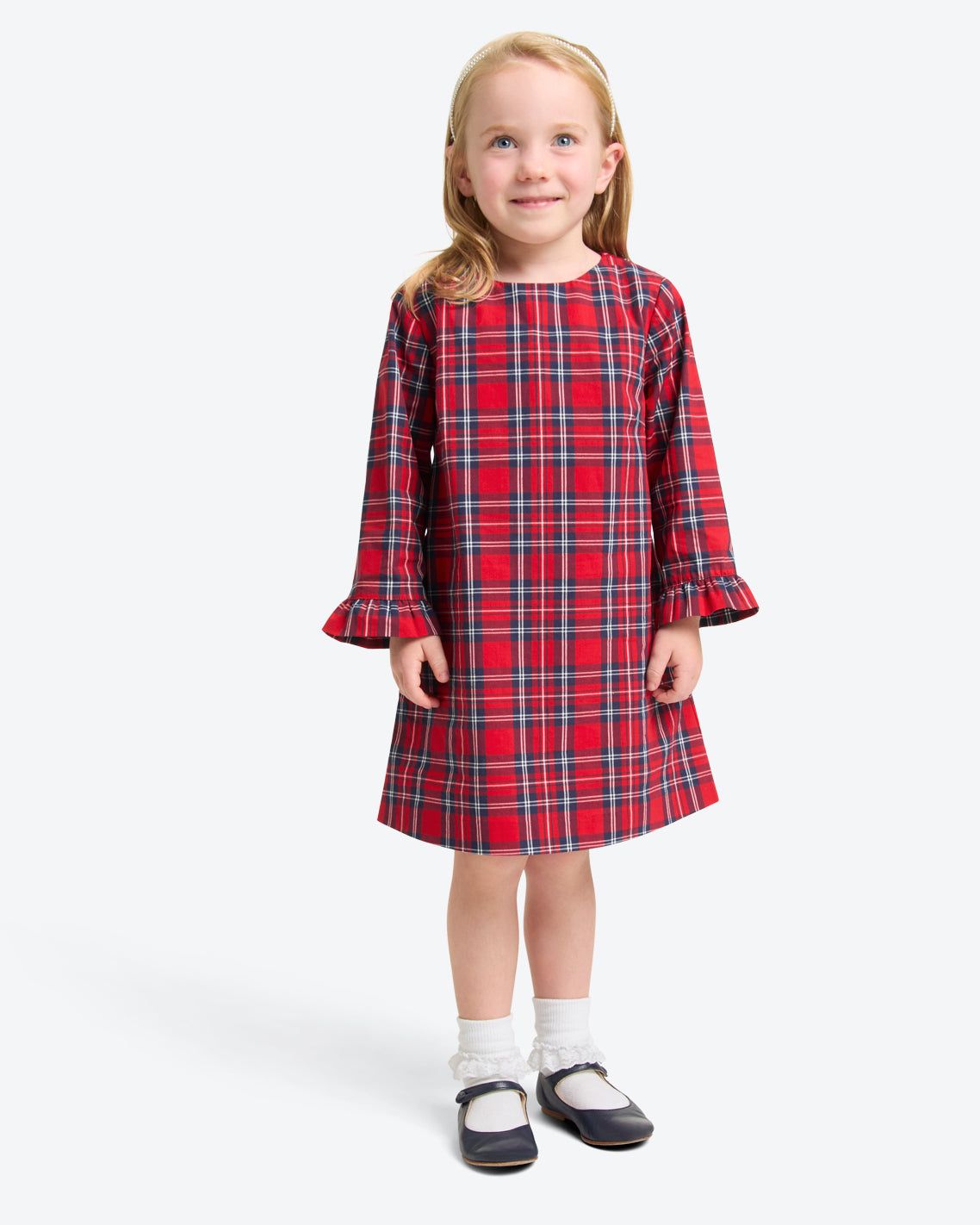 Girls Ruffle Shift Dress in Angie Plaid sold by Draper James product image thumbnail 3