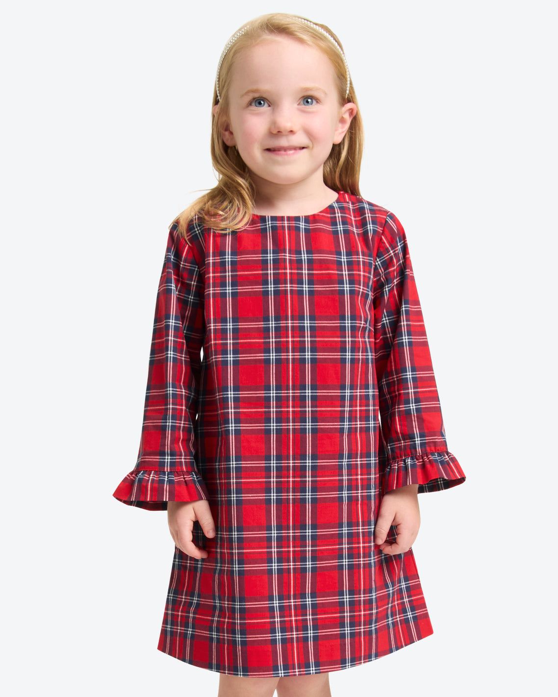 Girls Ruffle Shift Dress in Angie Plaid sold by Draper James