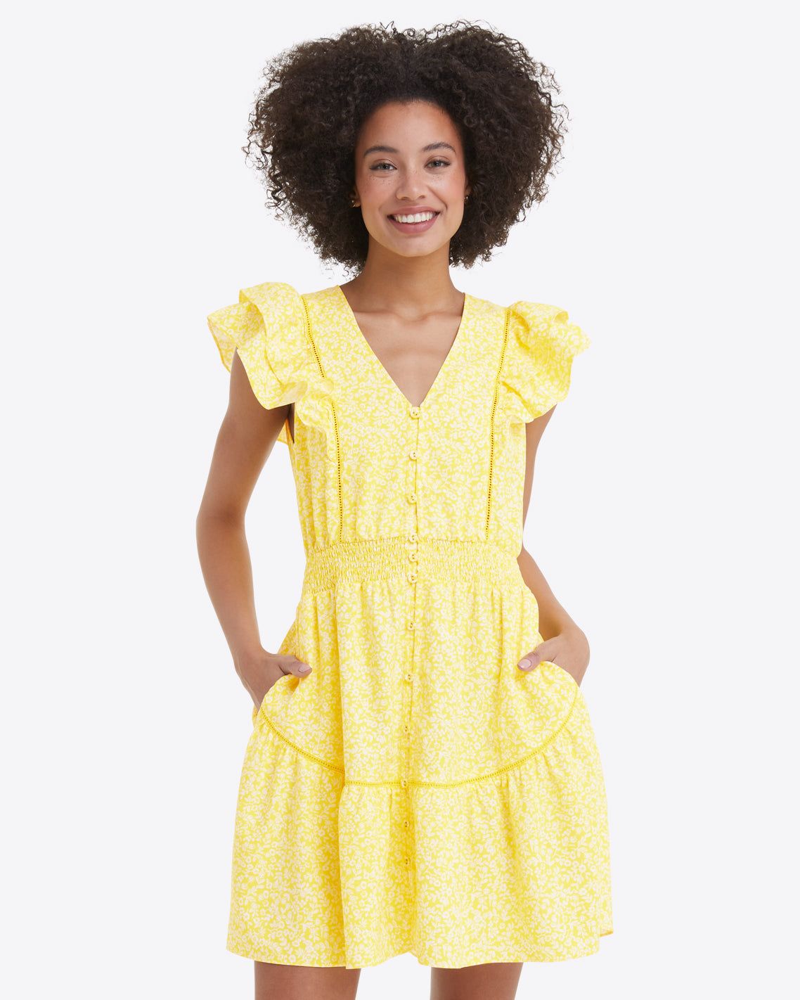 Gabby Mini Dress in Golden Floral sold by Draper James
