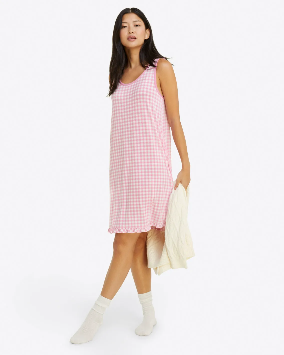 Alison Nightgown in Light Pink Gingham sold by Draper James