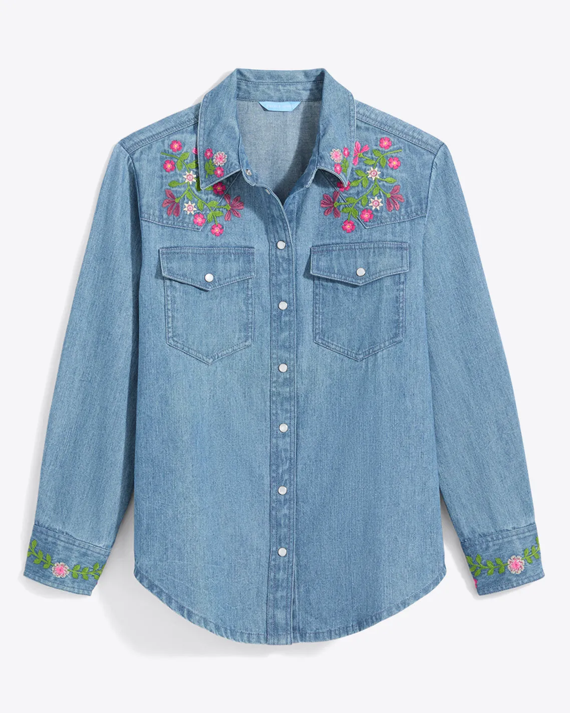 Lynn Embroidered Long Sleeve Top in Denim sold by Draper James product image thumbnail 3