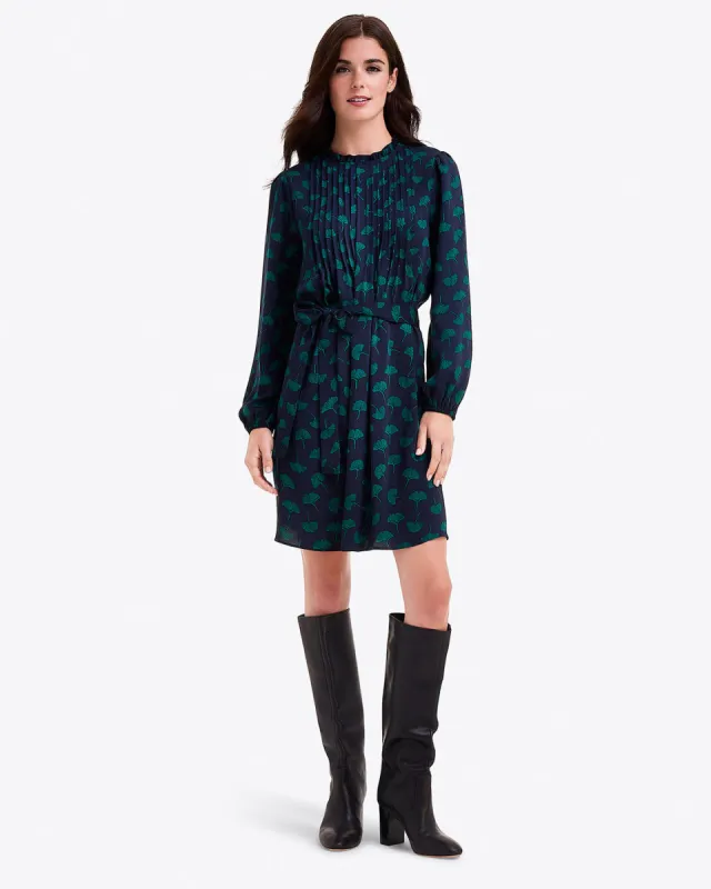 Long Sleeve Belted Dress in Ginko Leaf sold by Draper James