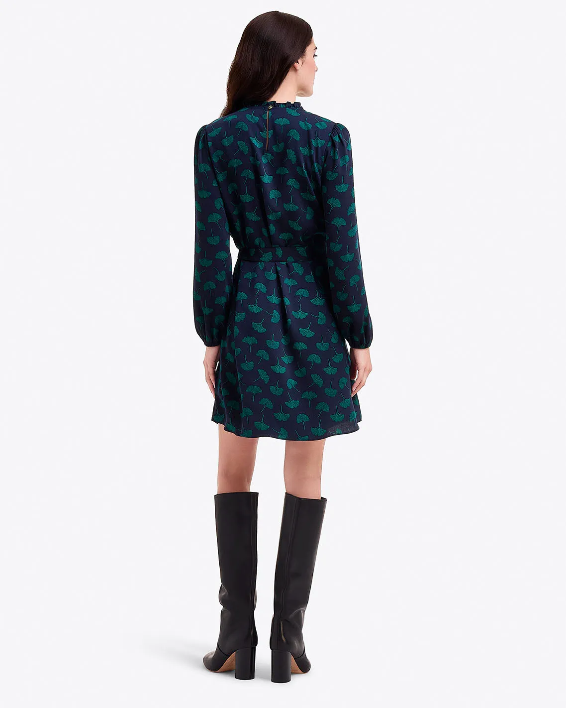 Long Sleeve Belted Dress in Ginko Leaf sold by Draper James product image thumbnail 2