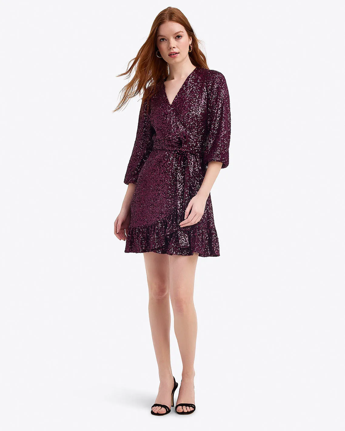 Jordan Long-Sleeve Wrap Dress in Sequins sold by Draper James