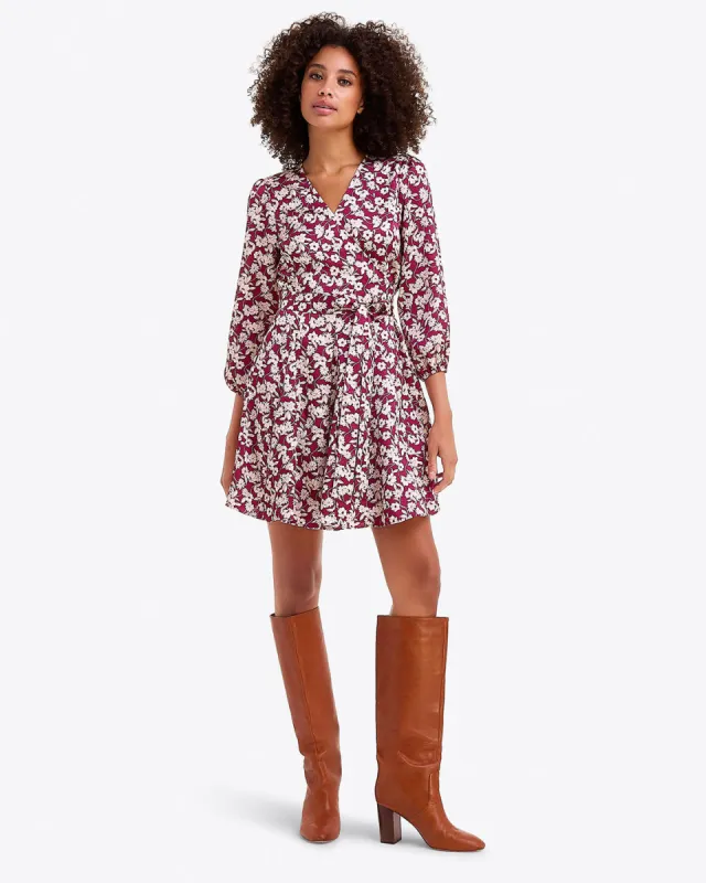 Jordan Long-Sleeve Wrap Dress in Hammered Satin sold by Draper James