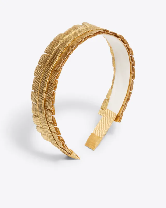 Gold Ribbon Ruffle Headband sold by Draper James