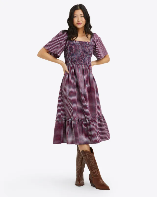Deana Smocked Dress in Picnic Plaid sold by Draper James