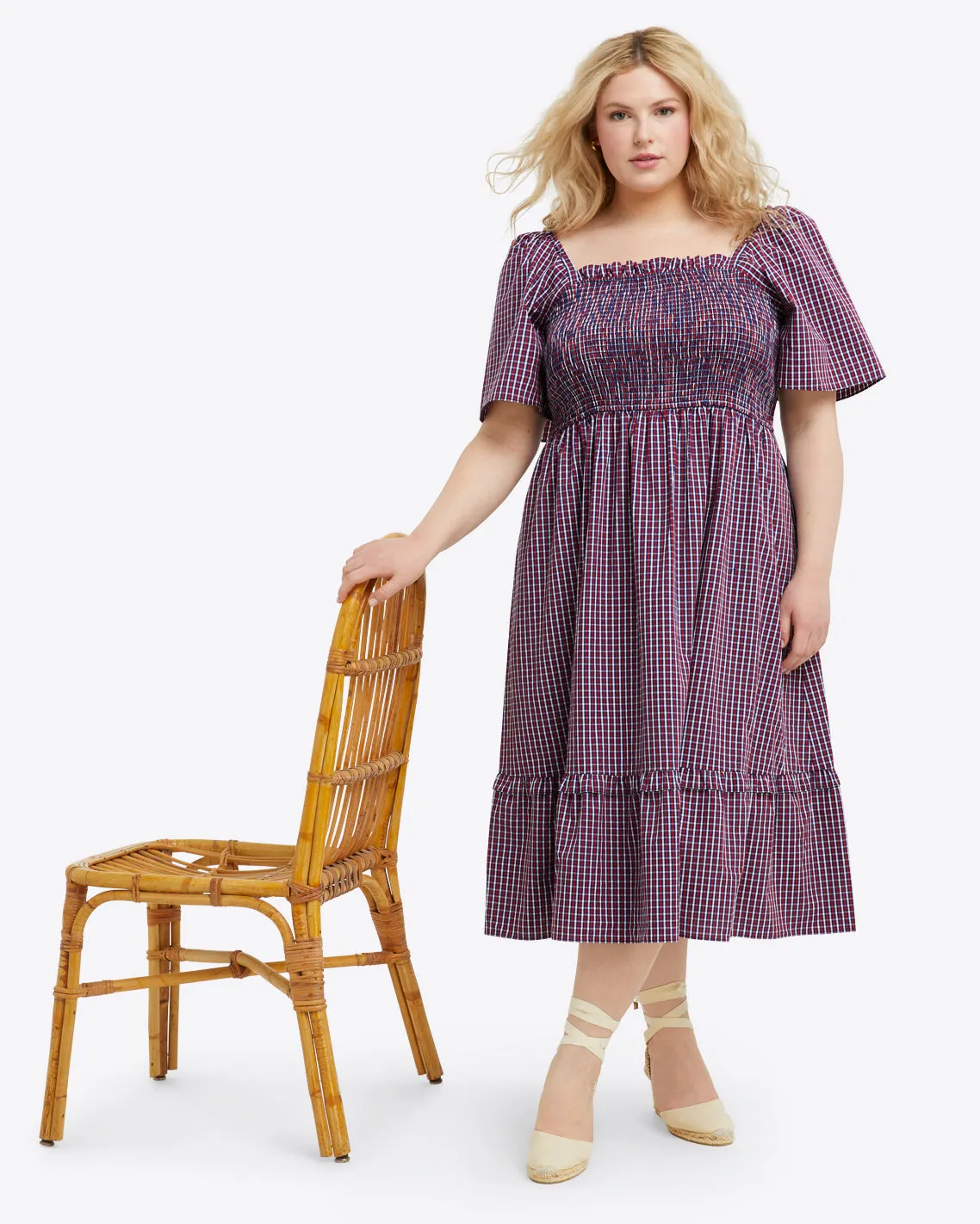 Deana Smocked Dress in Picnic Plaid sold by Draper James product image thumbnail 3