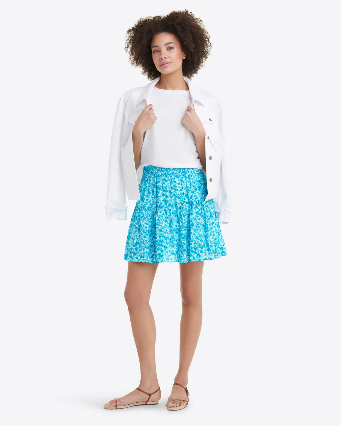 Pull On Mini Skirt in Blue Aster Floral sold by Draper James product image thumbnail 4