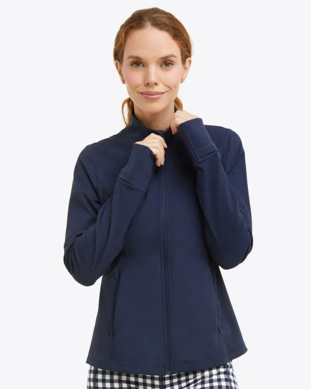 Warm Up Jacket in Navy sold by Draper James