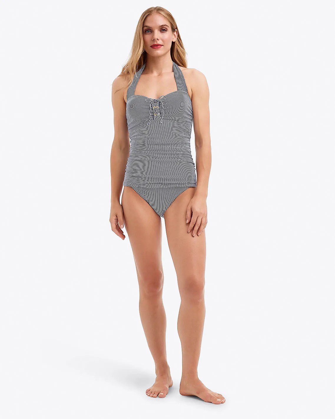 Seersucker Halter Bandeau Tankini sold by Draper James