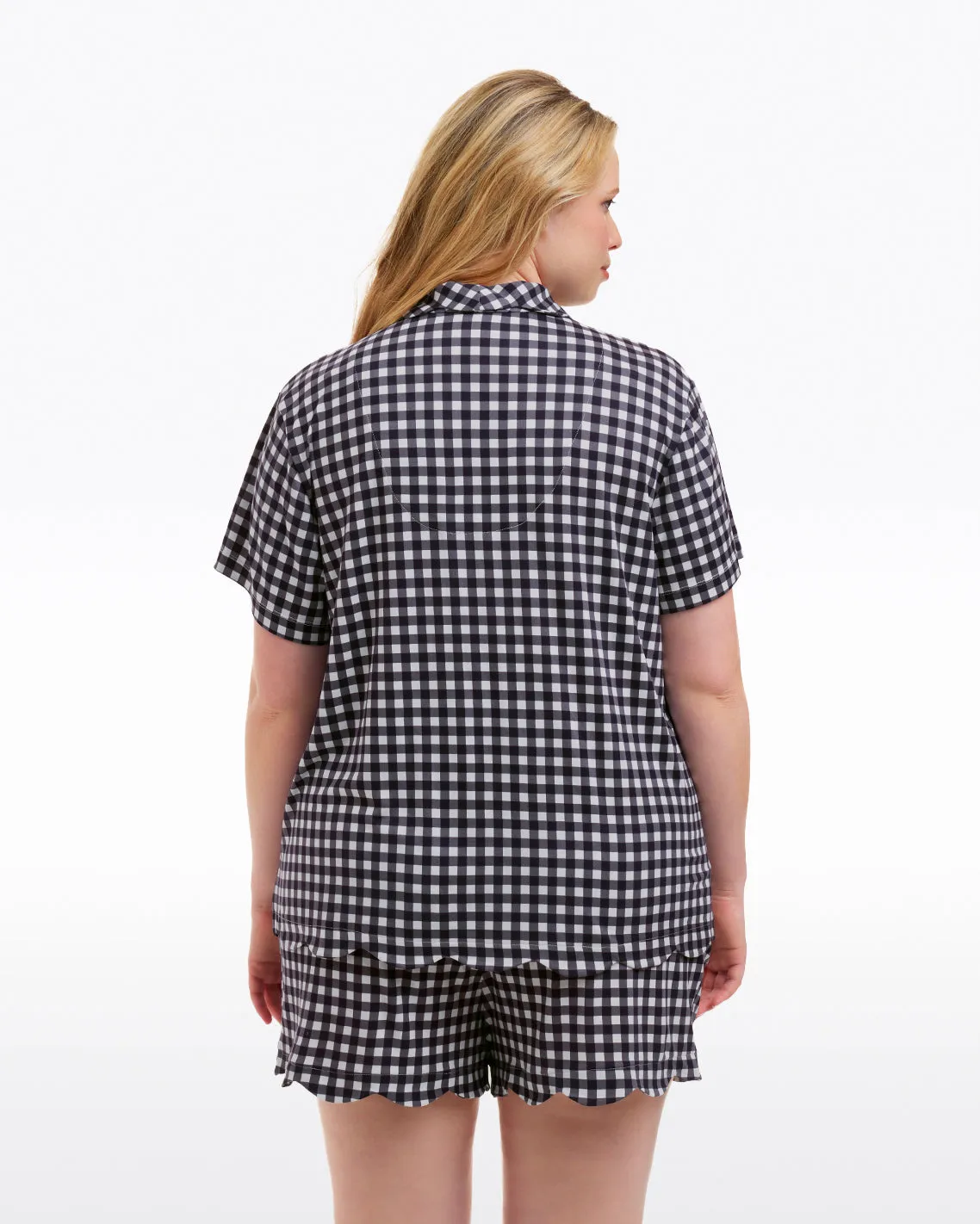 Scallop Sara Pajama Set in Navy Gingham sold by Draper James product image thumbnail 4