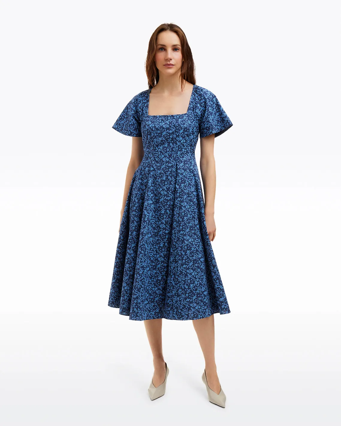 Caitlyn Square Neck Midi Dress in Ribbon Floral sold by Draper James