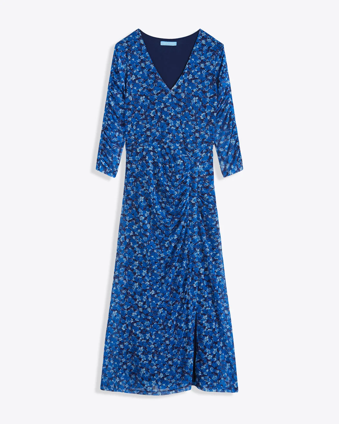Selena V-Neck Midi Dress in Blue Scattered Ditsy sold by Draper James product image thumbnail 4