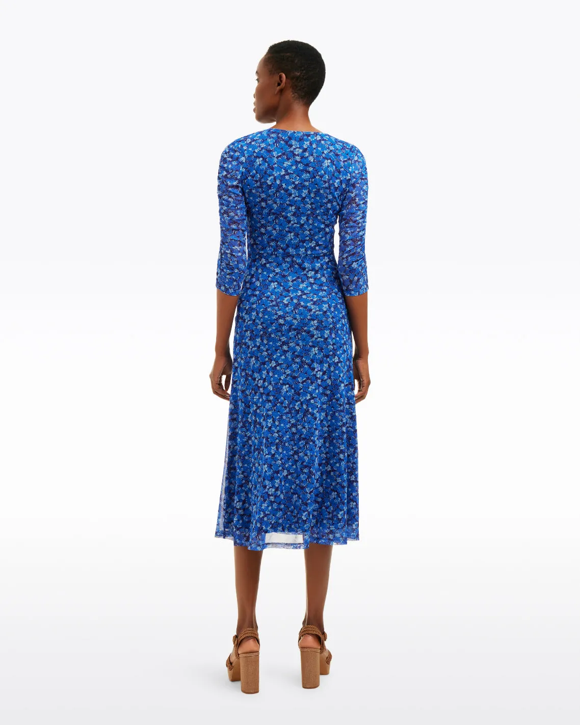 Selena V-Neck Midi Dress in Blue Scattered Ditsy sold by Draper James product image thumbnail 2
