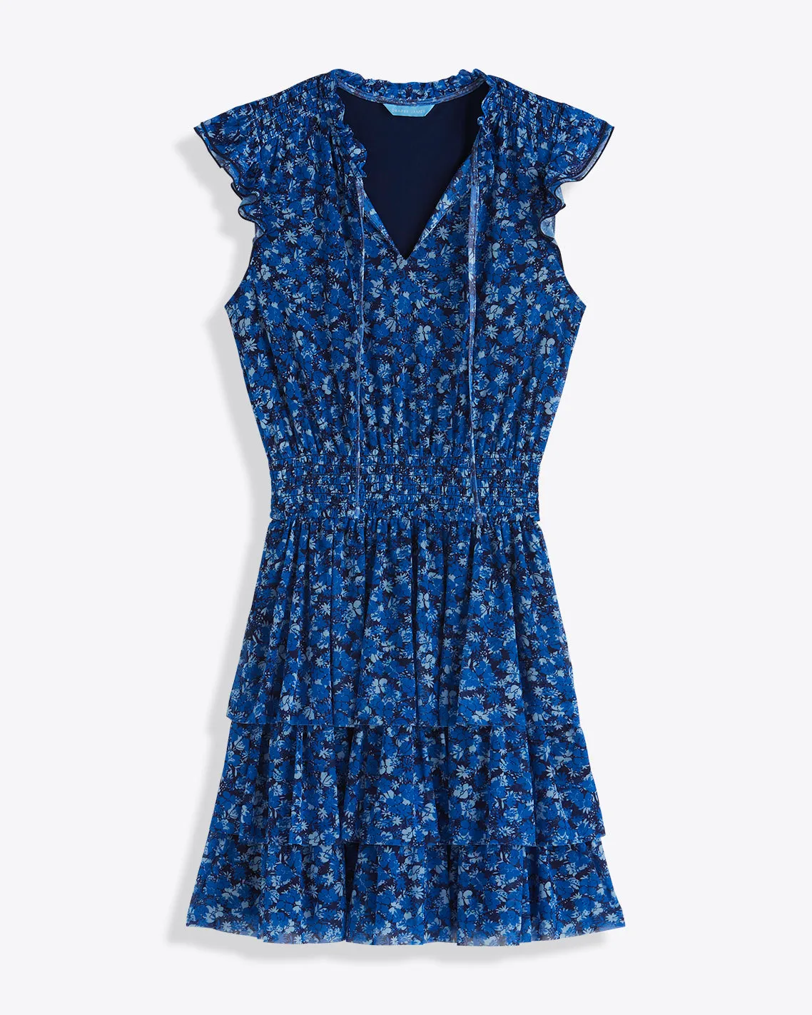 Alana Tiered Dress in Blue Scattered Ditsy sold by Draper James product image thumbnail 5