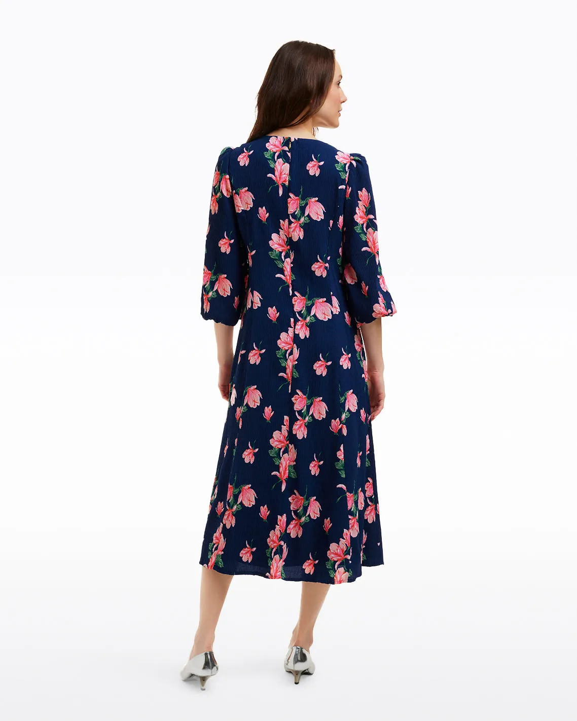 Matilda Crewneck Midi Dress in Magnolia Buds sold by Draper James product image thumbnail 3