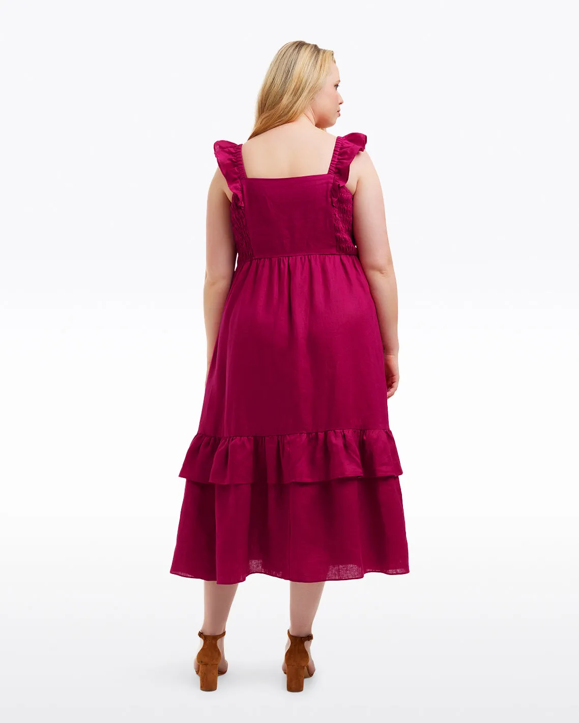 Carrie Midi Dress in Raspberry Pink sold by Draper James product image thumbnail 4