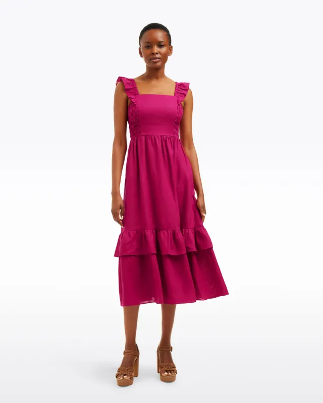 Carrie Midi Dress in Raspberry Pink sold by Draper James