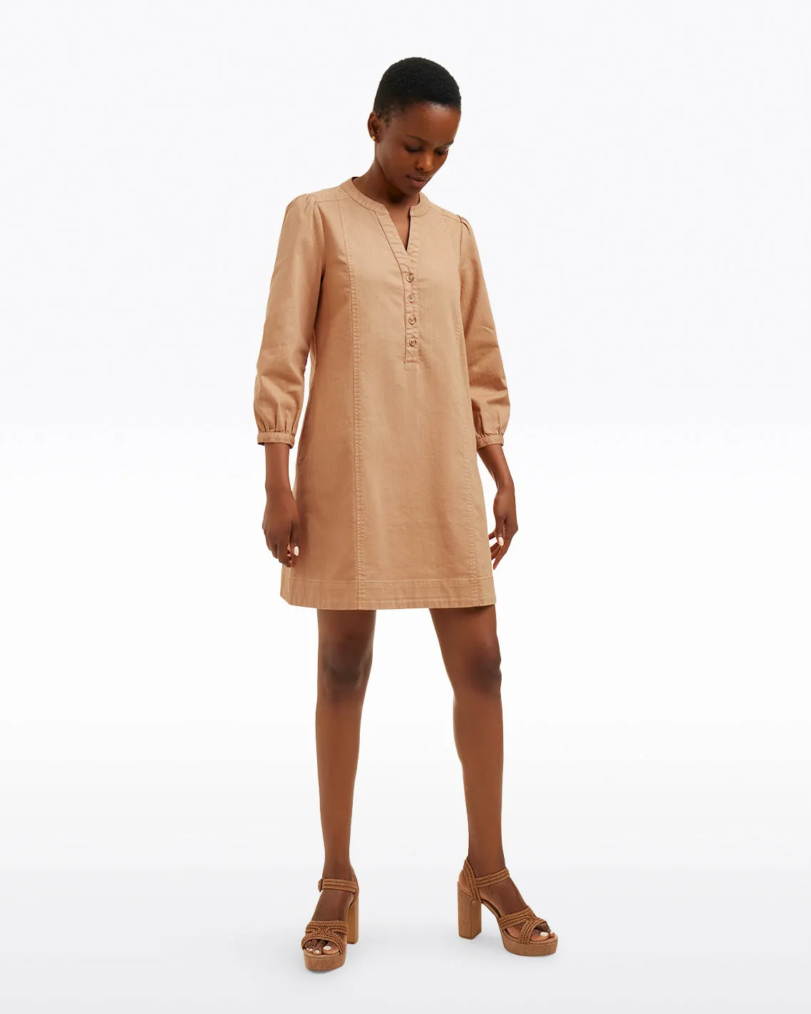 Felicity Popover Shift Dress in Croissant sold by Draper James product image thumbnail 2