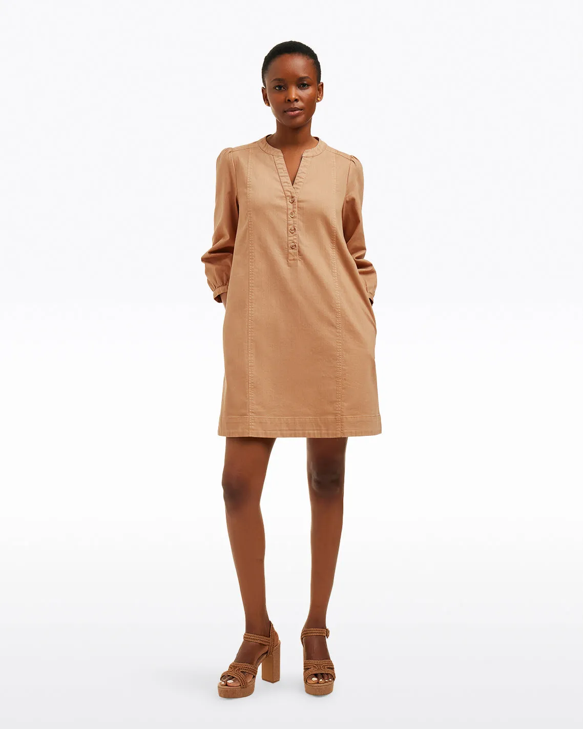 Felicity Popover Shift Dress in Croissant sold by Draper James