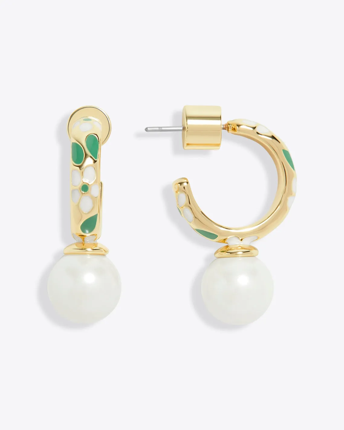Enamel Pearl Hoops sold by Draper James product image thumbnail 2