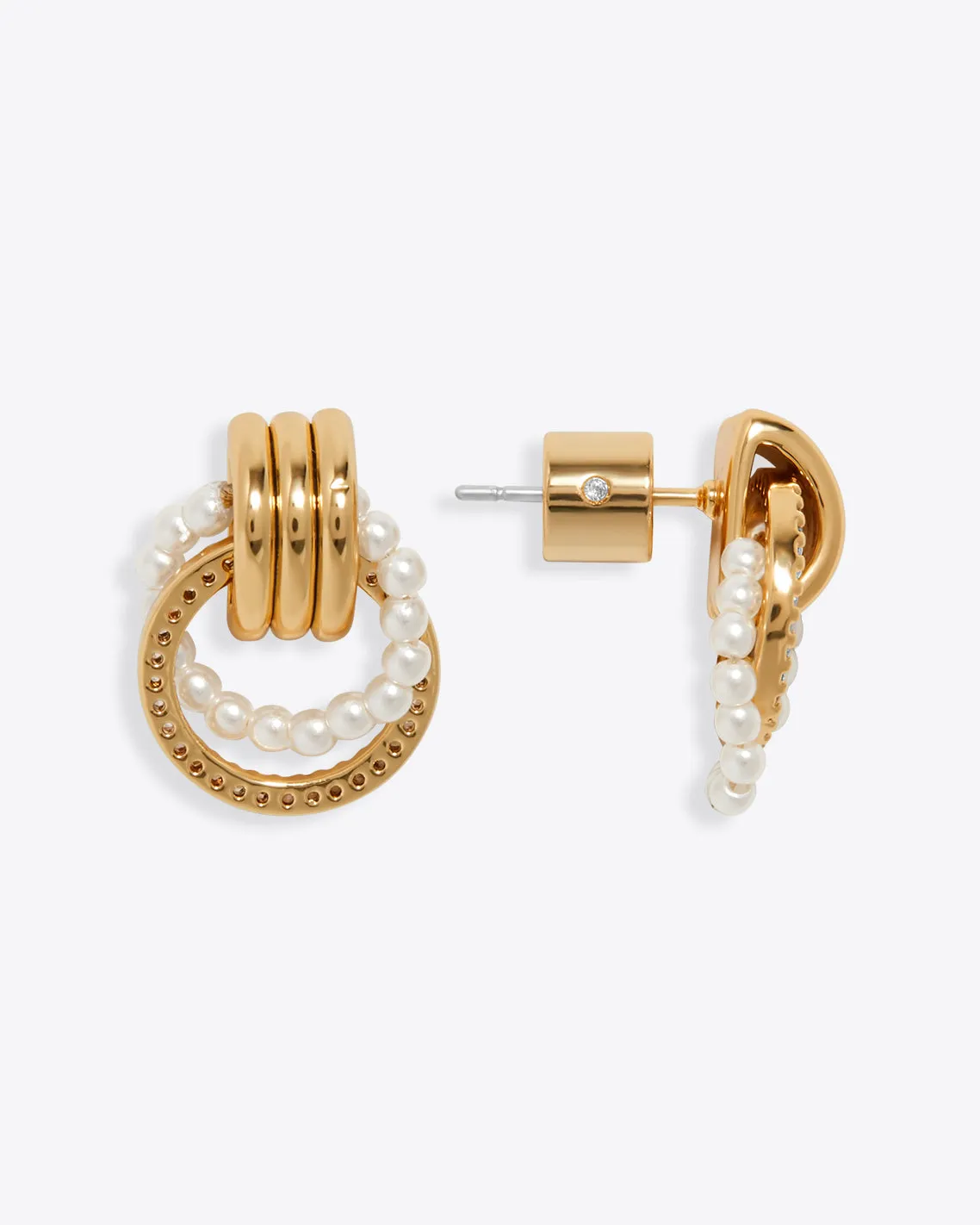 Crystal And Pearl Doorknocker Earrings sold by Draper James product image thumbnail 3